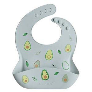 loulou lollipop soft, waterproof silicone feeding bib for babies and toddlers 3 to 36 months, easy to clean, adjustable fit and catch-all pouch - avocado