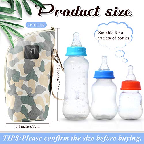 Hohean 2 Pieces Portable Car Travel Bottle Warmer USB Milk Heat Keeper Baby Bottle Warmer with 2 Pieces USB Data Cables Infant Bottle for Indoor, Outdoor, Traveling, Driving (Vivid Style)