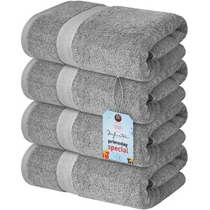 infinitee xclusives premium bath towels set pack of 4-100% ring spun cotton towels - grey bath towels 27 x 54 - soft feel, quick dry, highly absorbent durable towels, perfect for daily use