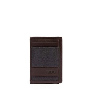 tumi - alpha money clip card case wallet for men - anthracite/brown
