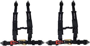 proguard black 4 point harness 2" straps for off road vehicle, atv, utv, go kart, buggy, side by side, & rock bouncer (two pack)