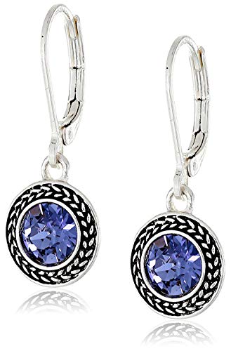 Lightweight Leverback Earrings for Women Dark Blue Stone Silver Staineless Steel Swarovski Crystal Boho Dangling Drop Earrings Indian Jewelry Handmade