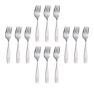 annova kids silverware 12 pieces children's safe flatware set stainless steel - 12 x children safe forks, toddler utensils, metal cutlery set engraved