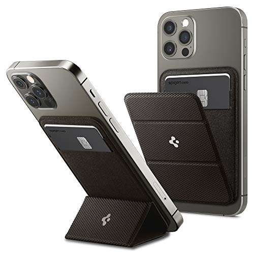 Spigen Smart Fold (MagFit) Magnetic Wallet Card Holder Designed for MagSafe with Kickstand Compatible with iPhone 14, iPhone 13, iPhone 12 Models - Gunmetal