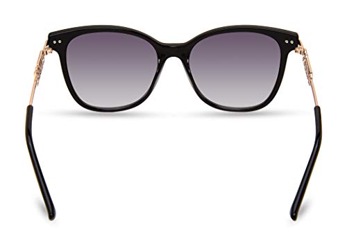 GUESS Women's Metal Logo Square Sunglasses, Shiny Black, 56mm