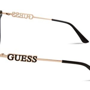 GUESS Women's Metal Logo Square Sunglasses, Shiny Black, 56mm