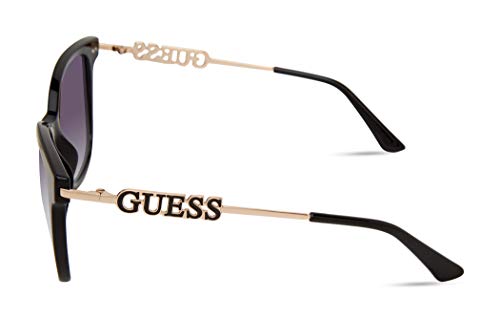 GUESS Women's Metal Logo Square Sunglasses, Shiny Black, 56mm