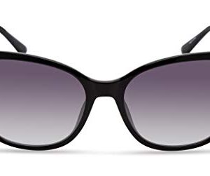 GUESS Women's Metal Logo Square Sunglasses, Shiny Black, 56mm