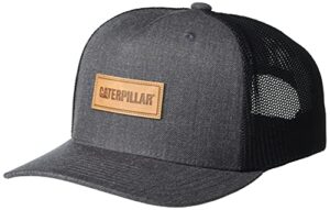 caterpillar men's patch flat bill cap, charcoal heather, one size
