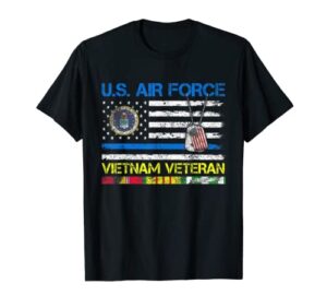 men u.s air force vietnam veteran, usaf veteran flag vintage t-shirt