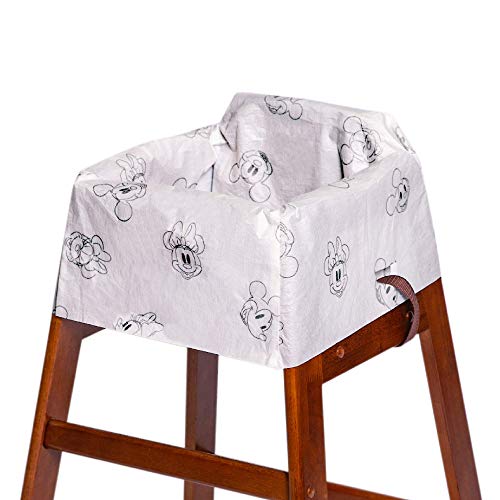 J.L. Childress Disney Baby by Disposable Restaurant High Chair Cover Individually Wrapped for Travel Convenience, Mickey and Minnie, 12 Count