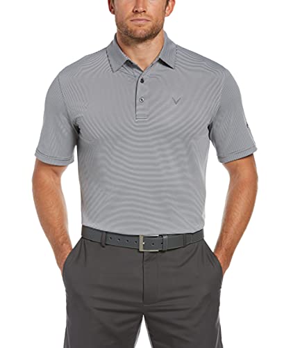 Callaway Men's Pro Spin Fine Line Short Sleeve Golf Shirt (Size X-Small-4X Big & Tall), Asphalt, X Large