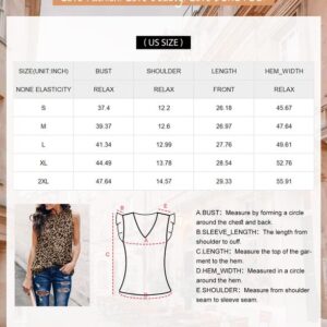 Dokotoo Womens Ladies Summer Fashion 2023 Sleeveless Shirts Keyhole Back Halter Neck Leopard Print Tank Top Work Blouses Tunic Tees Ruffled Vest Medium