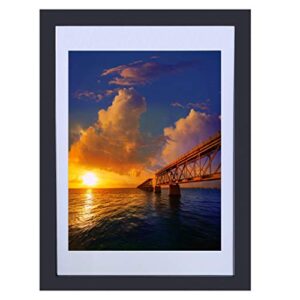 teinjin 10x14 picture frames made of solid wood display 8.5x11 with mat or 9.5x13.5 without mat diamond painting frame wall hanging or tabletop(black)