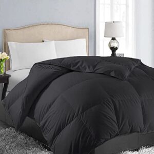 easeland all season queen size soft quilted down alternative comforter reversible duvet insert with corner tabs,winter summer warm fluffy,black,88x88 inches