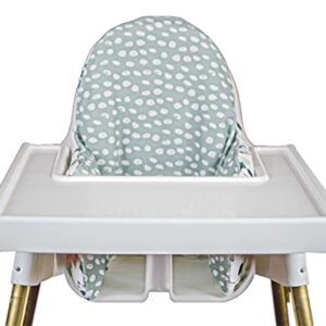 Premium High Chair Cushion Cover | Compatible with IKEA High Chair Accessories for Antilop Highchair | Reversible | Soft, Durable, Parent & Baby Approved for Baby High Chair (Sage-Dot/Greenery)