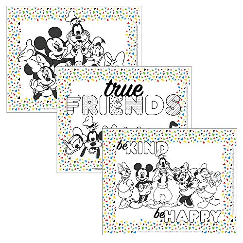 Disney Baby by J.L. Childress Disposable ColorMe Placemats, 24 Pack - Paper Stick-On Placemats with Coloring Fun, Airplane Tray Table Cover