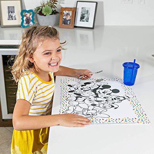 Disney Baby by J.L. Childress Disposable ColorMe Placemats, 24 Pack - Paper Stick-On Placemats with Coloring Fun, Airplane Tray Table Cover