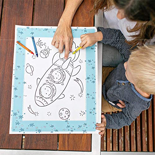 Healthy Habits by J.L. Childress Disposable ColorMe Placemats, 24 Pack - Paper Stick-On Placemats with Coloring Fun, Airplane Tray Table Cover, Colors May Vary