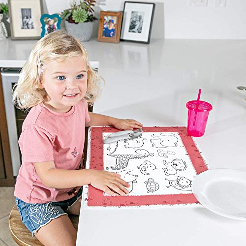 Healthy Habits by J.L. Childress Disposable ColorMe Placemats, 24 Pack - Paper Stick-On Placemats with Coloring Fun, Airplane Tray Table Cover, Colors May Vary