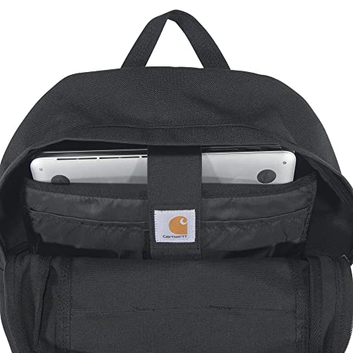 Carhartt 23L Single-Compartment Backpack, Durable Pack with Laptop Sleeve and Duravax Abrasion Resistant Base, Black, One Size, B000027500199