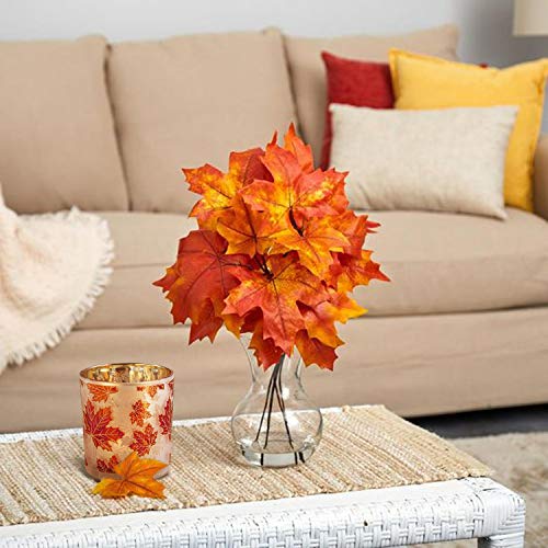 Fall Candle Holders Set of 3,Glass Tealight Votive Candle Holders with Maple Leaf Pattern,Ideal for Autumn Home Decor Party Table Centerpiece Thanksgiving Gift