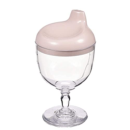 Plastic Goblet Cup, Baby Sippy Cup Wine Glass, Beverage Mug Milk Bottle with Lid for Kids on Birthday Party or Celebration