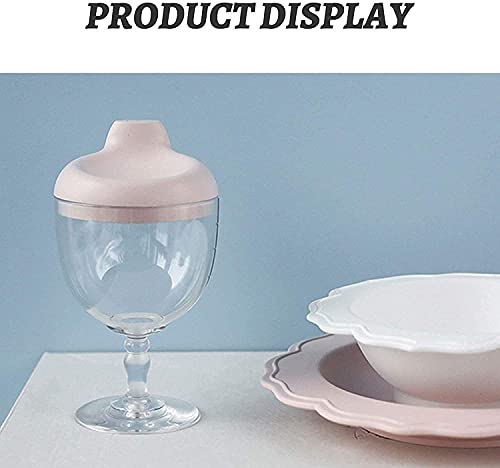 Plastic Goblet Cup, Baby Sippy Cup Wine Glass, Beverage Mug Milk Bottle with Lid for Kids on Birthday Party or Celebration