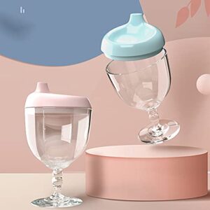 Plastic Goblet Cup, Baby Sippy Cup Wine Glass, Beverage Mug Milk Bottle with Lid for Kids on Birthday Party or Celebration