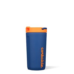 corkcicle. kids tumbler triple insulated stainless steel travel mug, easy grip, non-slip bottom, keeps beverages cold for 18 hours and hot for 3 hours, 12 oz, electric navy