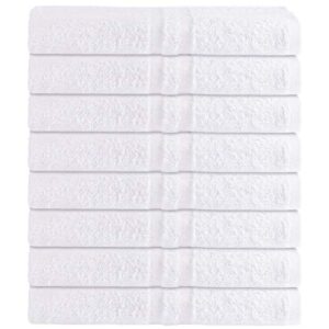 green lifestyle luxury bath towel - white large bath towels pack for spa, gym, bathroom, hotel - 86% cotton 14% polyester -super soft, thick and absorbent 24 x 50 bulk bath towel - (8-pack)