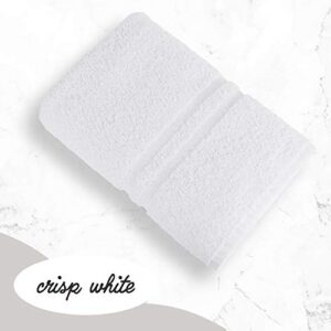 GREEN LIFESTYLE Luxury Bath Towel - White Large Bath Towels Pack for Spa, Gym, Bathroom, Hotel - 86% Cotton 14% Polyester -Super Soft, Thick and Absorbent 24 x 50 Bulk Bath Towel - (8-Pack)