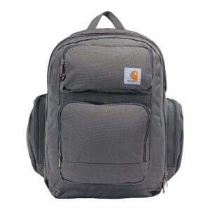 carhartt force pro backpack with 17-inch laptop sleeve and portable charger compartment, grey, one size
