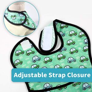 Baby Waterproof Adjustable Smock Bib for Feeding with Crumb Catcher Pocket, Sleeveless Plastic Eating Weaning Bib Set for Infants and Toddlers (4 Packs, 6-36 Months)