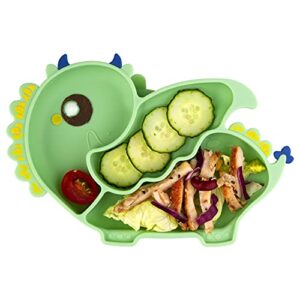qshare toddler plate, portable baby plates for toddlers and kids, bpa-free strong suction plates for toddlers, dishwasher & microwave safe silicone placemat 9x6x1.5 inch