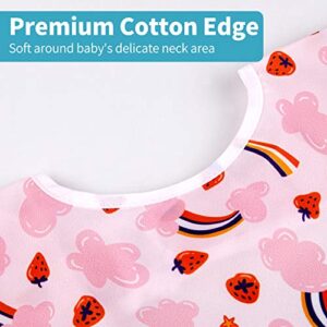 3 Pcs Waterproof Baby Bibs | Long Sleeves Weaning Smock Bib with Food Catcher Pocket for Toddler Eating | Baby Led Weaning | Full Cover Wearable Sleeved Bibs Shirt Bib Set | 6-24 Months