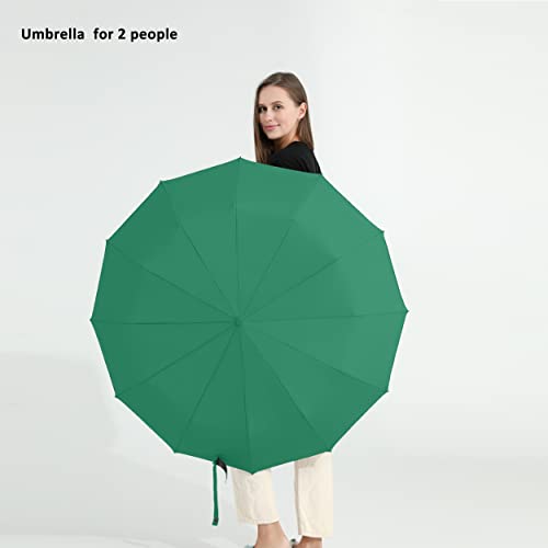 BAODINI Umbrella for Rain Windproof Travel Compact Automatic Folding Umbrella for Men-Women's Big Umbrella for Car Backpack (90-Dark green)