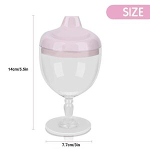 Crumye Princess Wine Sippy Cup Spill Proof, Fancy Wine Glass Sippy Cup No Spill for Baby Girl 1+ Year Old, Goblet Style Great for Your Princess Holiday Birthday Party, 5 Ounce (Pink)
