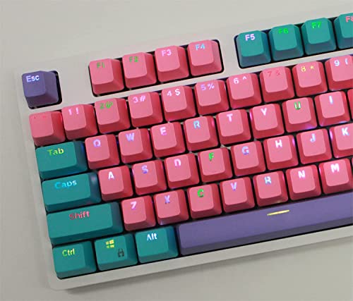 61 PBT Keycaps Tkl 87 Backlit PBT Keycap Set with Puller OEM Profile US Layout for DIY MX Switches 60%/61/87 TKL/104 RGB Mechanical Gaming Keyboard