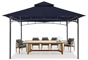 mastercanopy outdoor garden gazebo for patios with stable steel frame(10x12, navy blue)