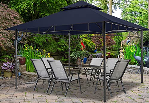 MASTERCANOPY Outdoor Garden Gazebo for Patios with Stable Steel Frame(10x12, Navy Blue)