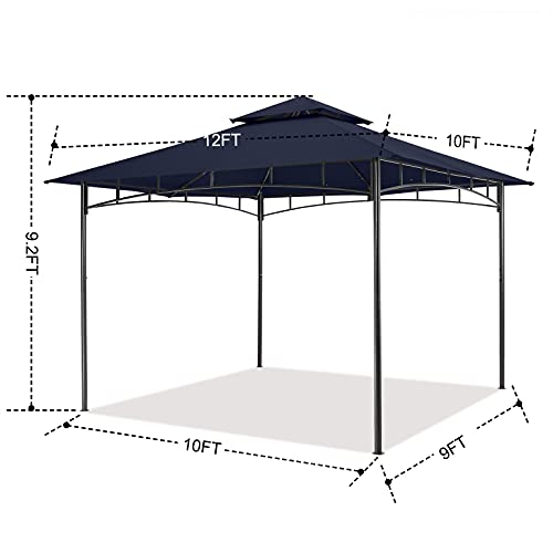 MASTERCANOPY Outdoor Garden Gazebo for Patios with Stable Steel Frame(10x12, Navy Blue)