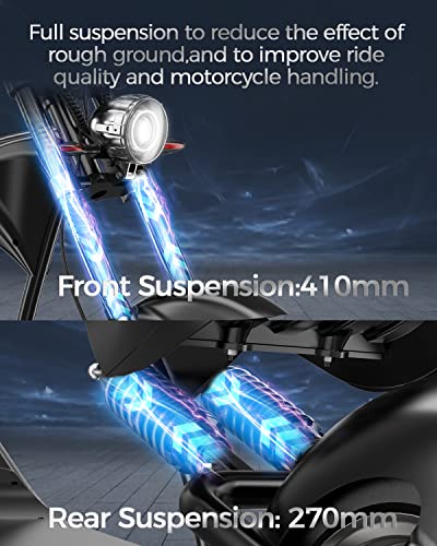 Eahora DOT Approved M1P 37Mph 2000W Electric Motorcycle for Adults, 60V 30ah Lithium Battery 40Miles Electric Scooter, 12in Vacuum Tires Full Suspension for Urban Commuting, 1-2 Person