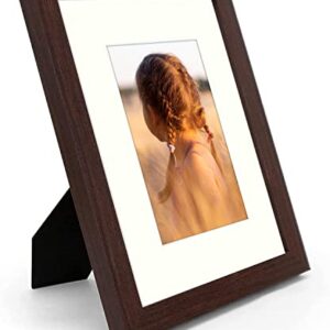 Golden State Art, 8x10 Picture Frame with Mat for 5x7 Photo - High Definition Glass Wall Mounting or Tabletop Display (Brown, 1 Pack)