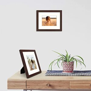 Golden State Art, 8x10 Picture Frame with Mat for 5x7 Photo - High Definition Glass Wall Mounting or Tabletop Display (Brown, 1 Pack)