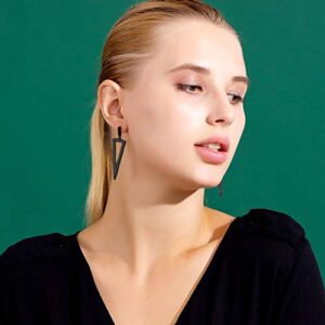 Black Stainless Steel Metal Triangle Dangle Drop Earrings For Women