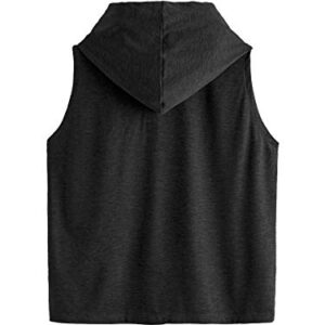 SweatyRocks Women's Summer Sleeveless Hooded Tank Top T-Shirt for Athletic Exercise Relaxed Breathable Black L