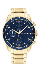 tommy hilfiger men's qtz multifunction stainless steel and bracelet casual watch, color: gold (model: 1791834)