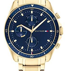 Tommy Hilfiger Men's Qtz Multifunction Stainless Steel and Bracelet Casual Watch, Color: Gold (Model: 1791834)