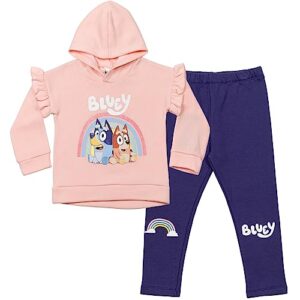 bluey bingo toddler girls fleece hoodie and leggings outfit set pink/purple 5t
